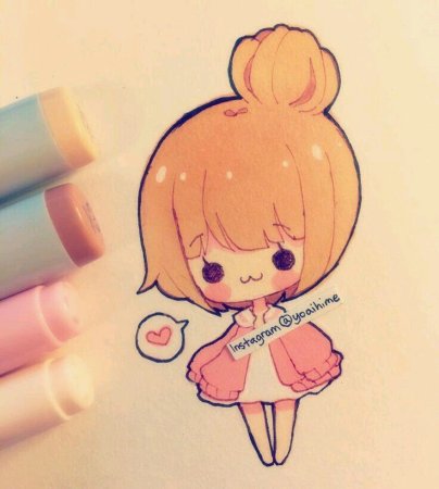 Кавайные девочки карандашом