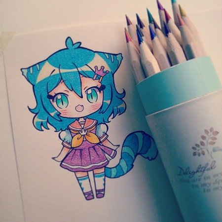 Рисунки маркерами Чиби