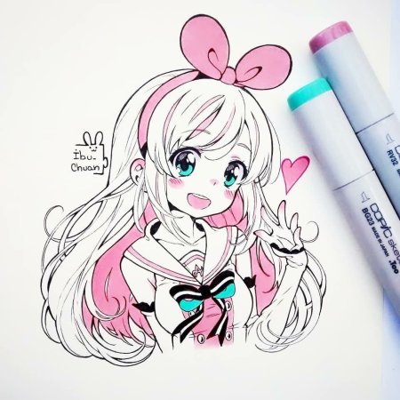 Рисунки линером аниме