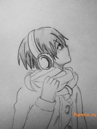 Аниме мальчики карандашом
