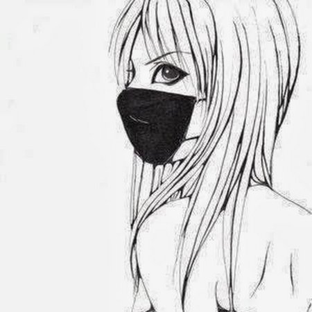 Нарисованная девушка в медицинской маске