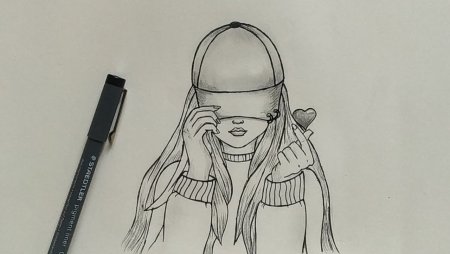 Рисунки карандашом девушка в кепке