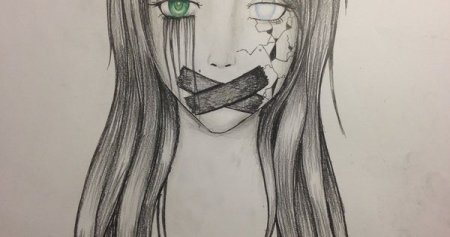 Рисунок карандашом девушка аниме в маске