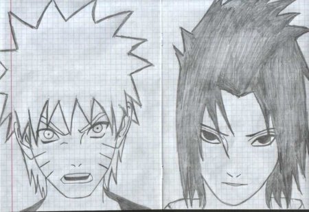 Аниме карандашом в тетради