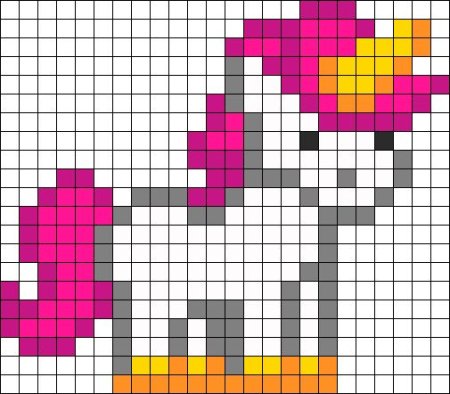 Рисование по клеткам Единорог