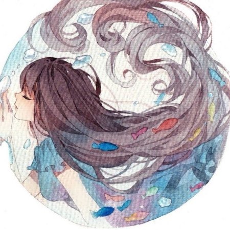 Аниме девушка акварелью