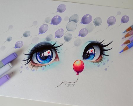 Аниме глаза маркерами