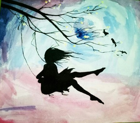 Силуэт акварель