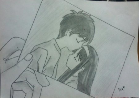 Рисунки карандашом аниме пары