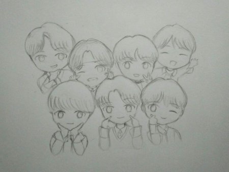 БТС рисунки карандашом мультяшные аниме