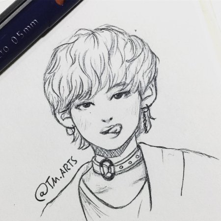 БТС аниме карандашом Чимин