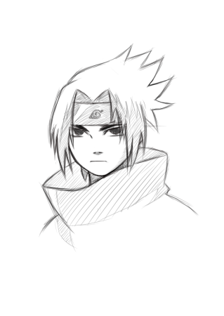 Рисование карандашом Саске