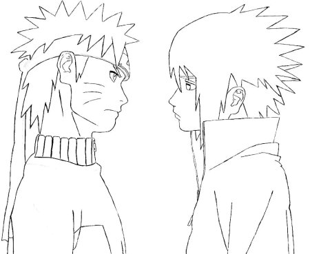 Наруто и Саске для срисовки