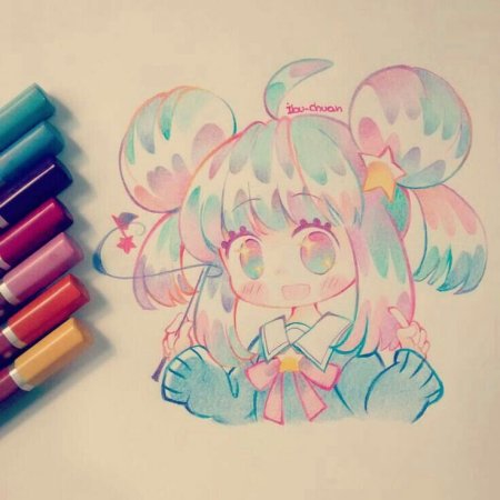 Аниме арт для срисовки маркерами