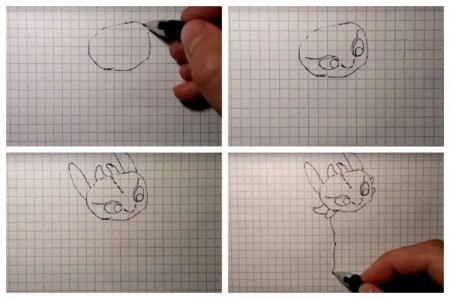 Беззубик по клеточкам в тетради маленькие несложные