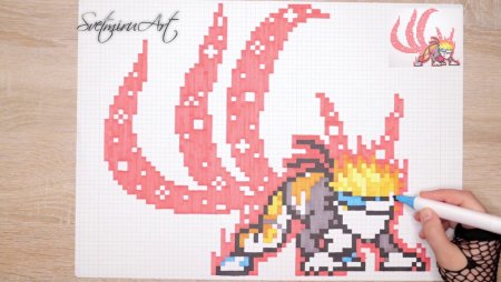 Рисунки по клеточкам Наруто в тетради