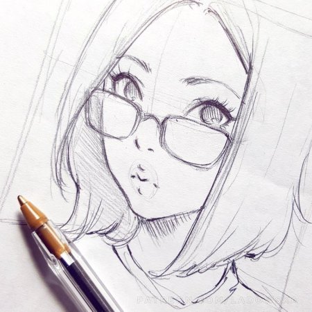 Аниме цветными карандашами