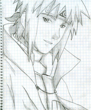 Наруто на листочке в клеточку