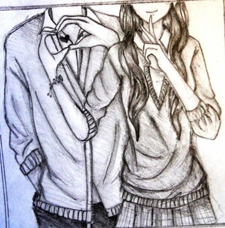 Аниме пара карандашом