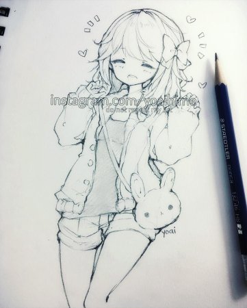 Лёгкие скетчи аниме девушек