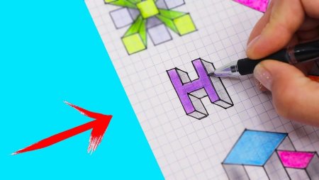 Простые 3д рисунки по клеточкам