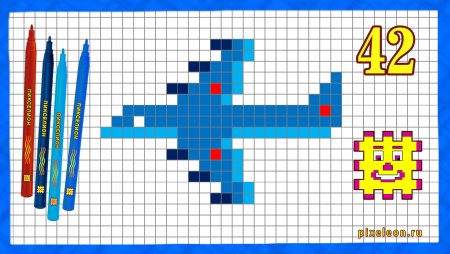 Рисунки по клеточкам самолет