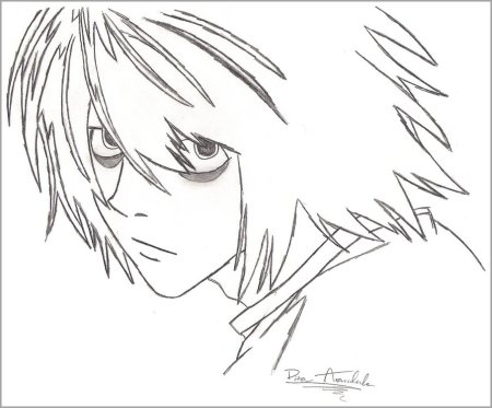 Раскраска аниме тетрадь смерти л