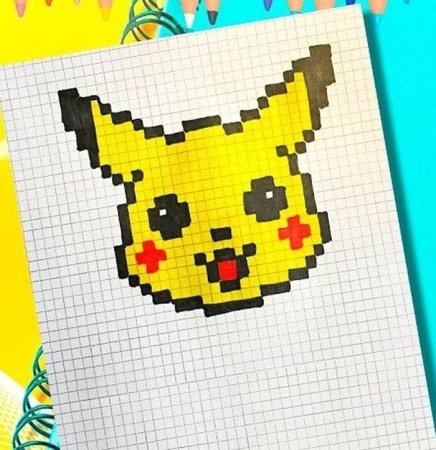 Рисование по клеточкам Пикачу