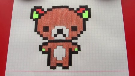 Рисование по клеточкам мишка