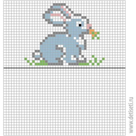 Рисование по клеткам заяц