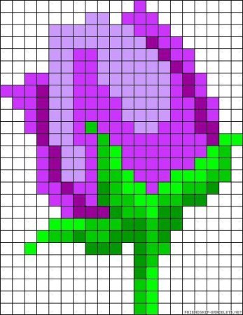 Рисунки цветов по клеточкам