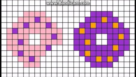 Рисунки по клеточкам пончик