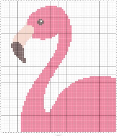 Рисунки по клеточкам Фламинго