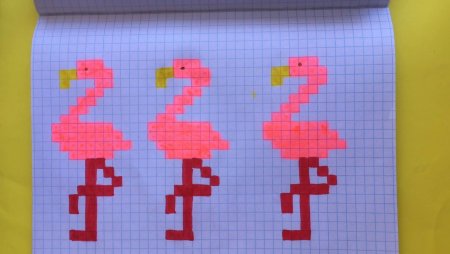 Рисунки по клеточкам Фламинго