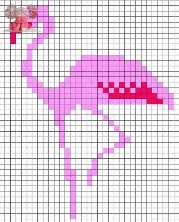 Фламинго по клеточкам маленькое