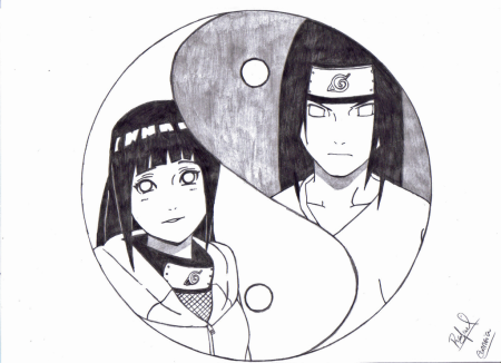 Раскраски Наруто Неджи и Хината
