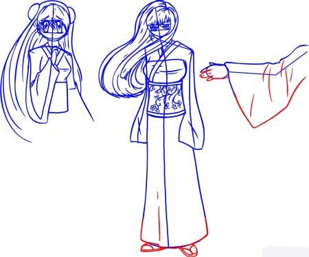 Кимоно рисунок карандашом