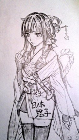 Кимоно карандашом