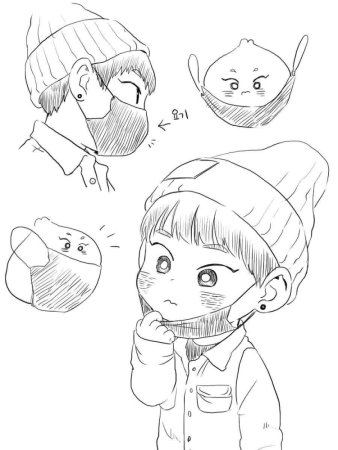 БТС аниме карандашом БТС