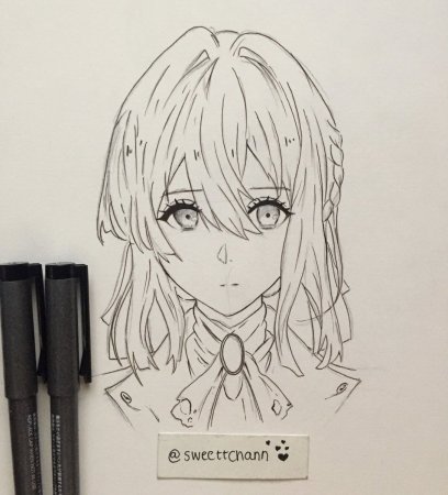 Вайолет Эвергарден черно белый