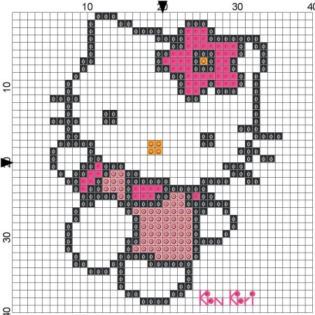 Хелло Китти по клеточкам маленькая