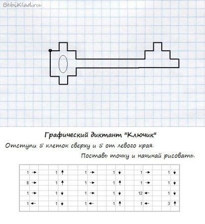 Графический диктант ключик для дошкольников