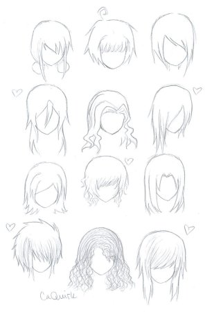 Поэтапное рисование аниме волос