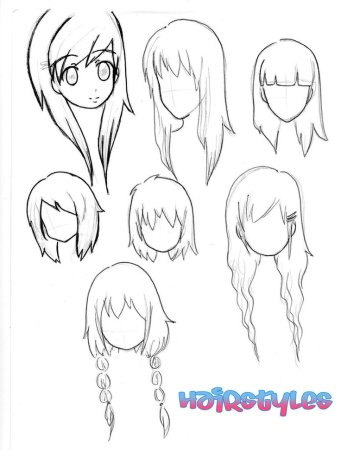 Рисование аниме волос Чиби