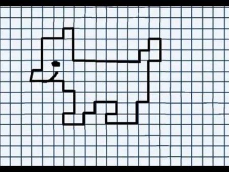 Собака по клеточкам в тетради