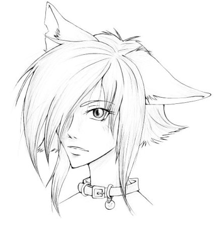 Раскраска аниме с ушками и хвостиком