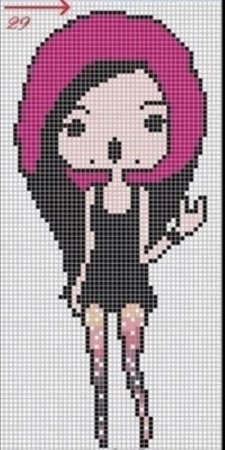 Рисунки по клеточкам для срисовки для девочек