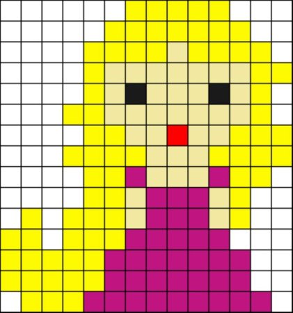 Рисунки по клеточкам Рапунцель