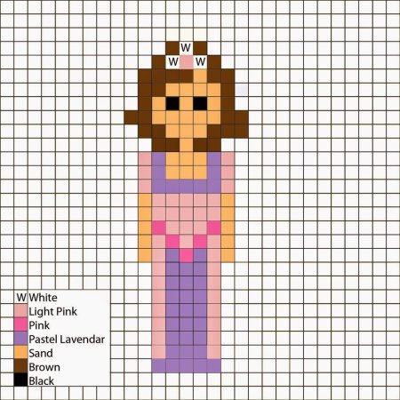 Пиксель арт принцесса Рапунцель по клеточкам