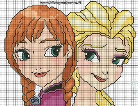 Рисование по клеткам принцесс